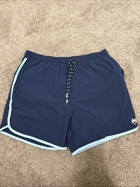Greyson Torch Navy Swim Trunks with Light Blue Trim